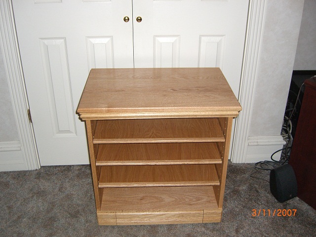 This is an oak tv stand